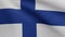 3D, Finlandian flag waving on wind. Closeup Finland banner blowing soft silk