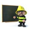 3d Fireman trains at the blackboard