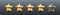 3d five rating gold stars, 5 realistic golden metal badges with bright light effect