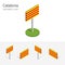 3D flag of Catalonia Spain, vector set of isometric flat icons