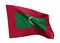 3d flag of Republic of Maldives isolated against white background. 3d rendering