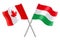 3D Flags of Canada and Hungary isolated on white background