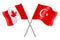 3D Flags of Canada and Turkey isolated on white background