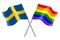 3D Flags of Sweden and rainbow isolated on white background