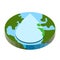 3d flat shaped Earth and a drop of water icon