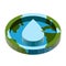 3d flat shaped Earth and a drop of water icon