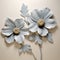 3d Floral Design: Light Gray And Light Bronze Flowers With Leaves