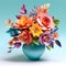 The 3D flower arrangement is a visually stunning piece of art made from paper in vase. AI generated