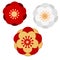 3D flowers in red white gold tone for the Chinese zodiac holiday