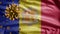 3D, Flu coronavirus floating over Andorran flag. Andorra and pandemic Covid 19