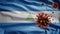 3D, Flu coronavirus floating over Nicaraguan flag. Nicaragua pandemic Covid 19