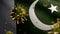 3D, Flu coronavirus floating over Pakistani flag. Pakistan and pandemic Covid 19