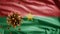 3D, Flu coronavirus over Burkina Faso flag. Burkinabe and pandemic Covid 19