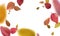 3d flying autumn leaves. Red yellow wind blurred leaf isolated on white background vector illustration