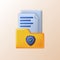 3d folder document paper security privacy firewall encryption cute icon illustration concept for digital cyber data internet
