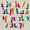 3d font, vector colorful letters, geometric three-dimensional alphabet