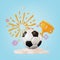 3d Football Victory Celebrations Concept Plasticine Cartoon Style. Vector