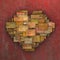 3d fragmented love heart shape square tile grunge pattern