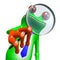 3D frog with magnifying glass