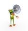 3d frog megaphone announcement