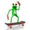3D frog on a skateboard