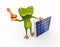 3d frog thumb up with solar panel