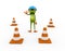 3d frog and traffic cones