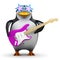 3d Funky penguin with guitar