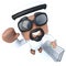 3d Funny cartoon Arab sheik character shopping with a basket