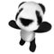 3d Funny cartoon baby panda bear character cheering happily