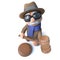 3d Funny cartoon blind man character holding an auction gavel