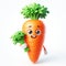 3D funny cartoon of a carrot. Agriculture and healthy food. AI generated