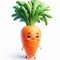 3D funny cartoon of a carrot. Agriculture and healthy food. AI generated