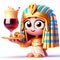 3D funny cartoon of Cleopatra, from Ancient Egypt. History and culture. AI generated