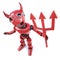 3d Funny cartoon demonic devil robot waving a satanic trident