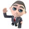 3d Funny cartoon executive businessman character carrying a briefcase