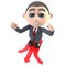 3d Funny cartoon executive businessman character choosing which direction to travel