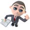 3d Funny cartoon executive businessman character holding a shopping basket