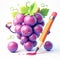 3D funny cartoon of grapes. Agriculture, fruit and healthy food. AI generated