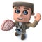 3d Funny cartoon hiker adventurer character holding a human brain