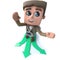 3d Funny cartoon hiker choosing which direction to travel