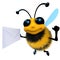 3d Funny cartoon honey bee character holding an envelope message