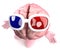 3d Funny cartoon human brain character wearing 3d glasses