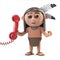 3d Funny cartoon Native American Indian character answers the phone