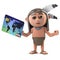 3d Funny cartoon Native American Indian character pays with a debit card