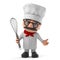 3d Funny cartoon old Italian chef character holding a whisk