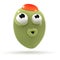 3d Funny cartoon olive character looks surprised