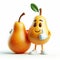 3D funny cartoon of a pear. Agriculture, fruit and healthy food. AI generated