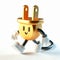 3D funny cartoon of a plug. Technology concept. AI generated