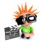 3d Funny cartoon punk youth holding film clapperboard